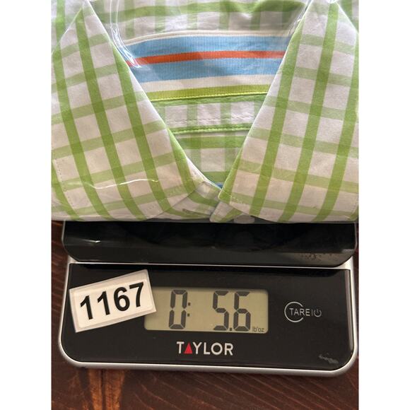 J.McLaughlin Checkered Button Up Shirt Sz 0 Pistachio Green Designer Luxury - Picture 13 of 13